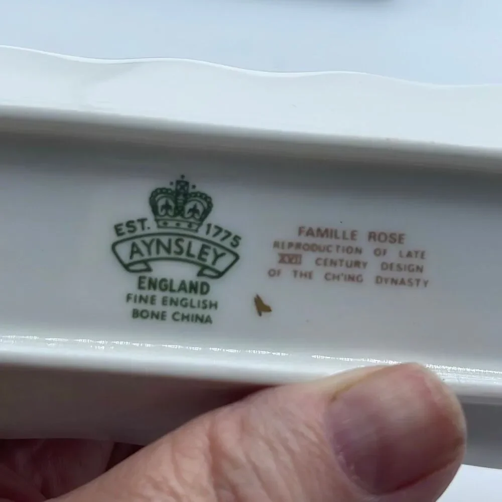 VTG John Aynsley & Sons Famille Rose mint tray English Bone China.